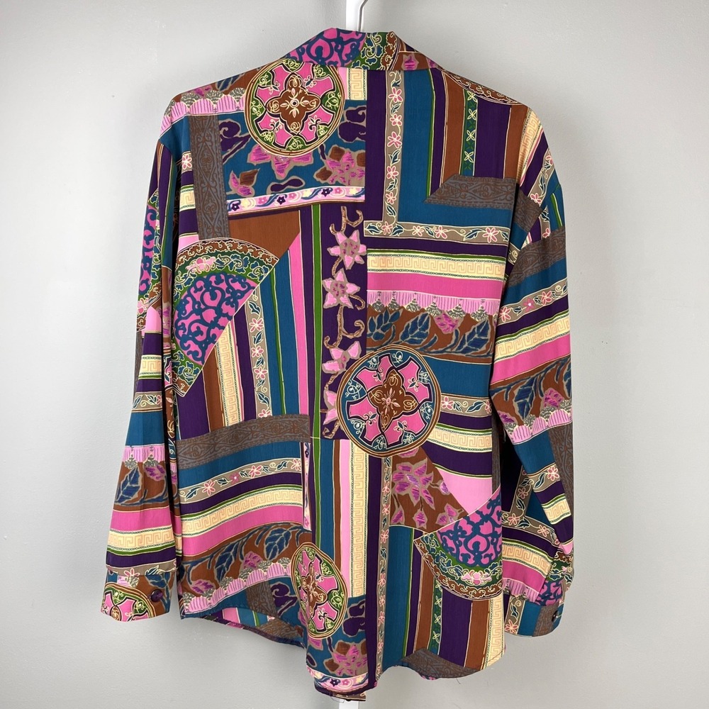 Vintage S.G. Sport Collection Shirt Top Blouse Womens L/XL? Patchwork Print Bold - Picture 6 of 7